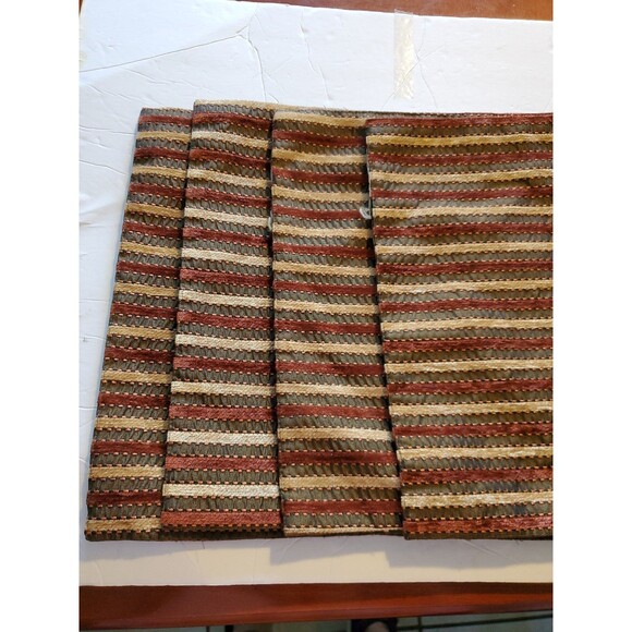 Brown Striped 18 x 13.5 4-Piece Placemat Set - Picture 1 of 3